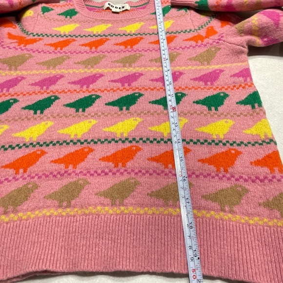 Boden Edie Fair Isle Sweater Pink Colorful Bird Animal Print Crew Neck Jumper - Picture 11 of 15